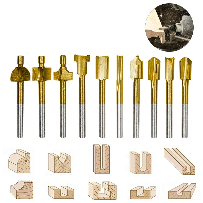 End Mill Set - Broca de fresado HSS para carpintería,