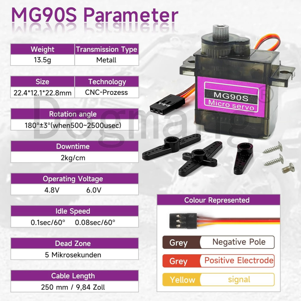 Servo MG90S, 1/2/4/10/20/50 Ud - Servo 9G reseña y precio